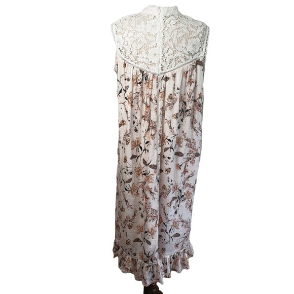 Piper | Size 12 | Boho Sleeveless Crochet Top Floral Midi Flowy Turtleneck Dress - Picture 8 of 11